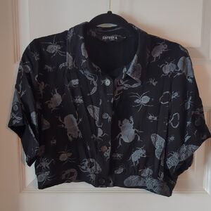 Disturbia 🕸 Cropped Bug Print Blouse Sz Us10